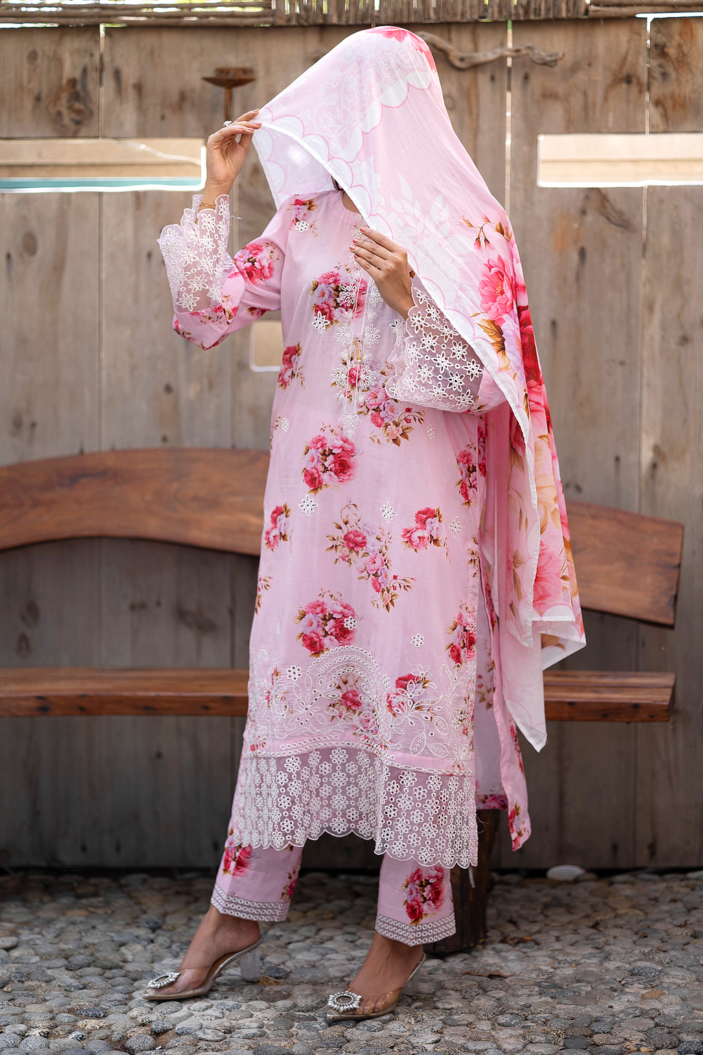 Floral Fantasy 3 Piece Unstitched Chikankari Suit