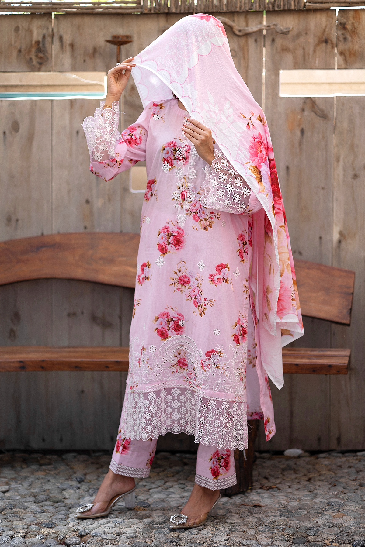 Floral Fantasy 3 Piece Unstitched Chikankari Suit