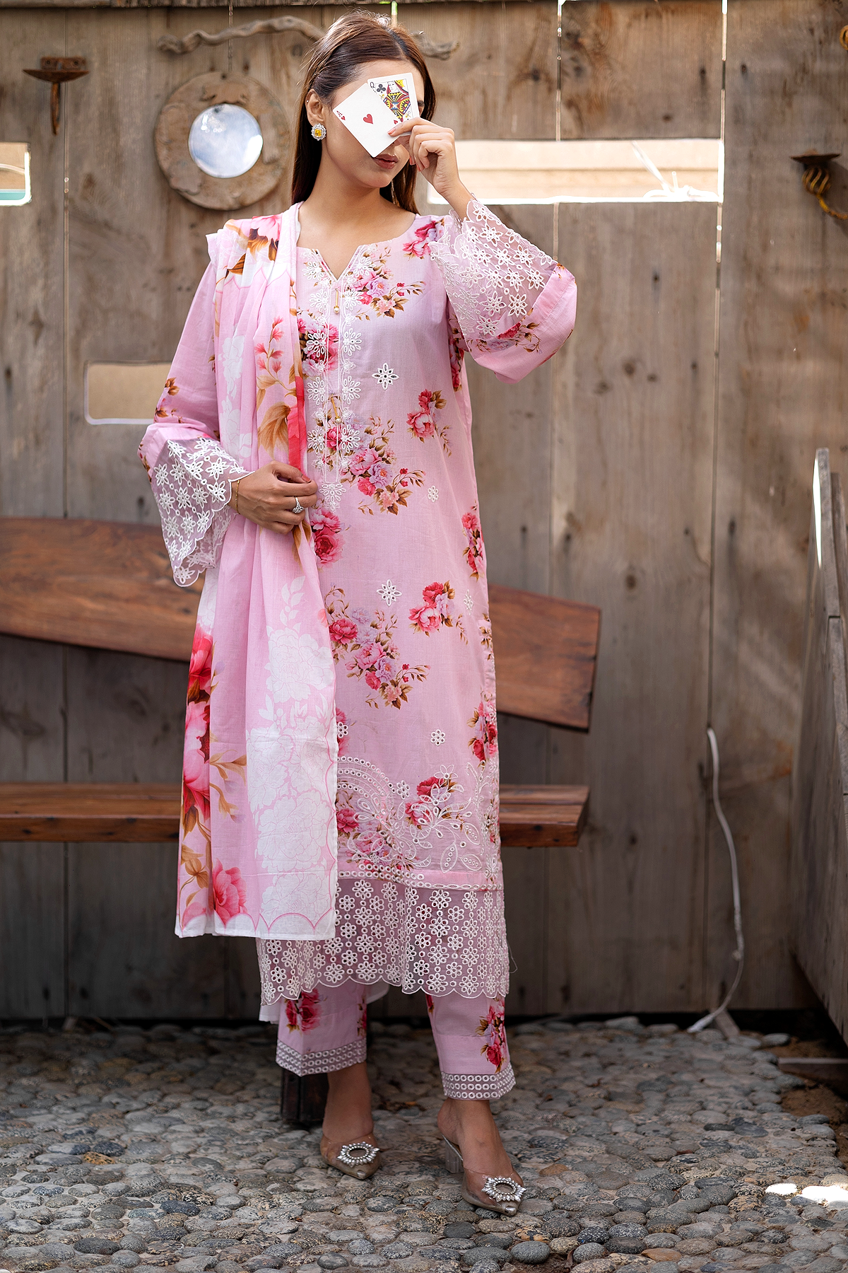 Floral Fantasy 3 Piece Unstitched Chikankari Suit