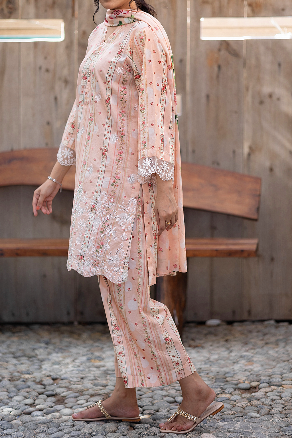 Apricot Bliss 3 Piece Unstitched chikankari