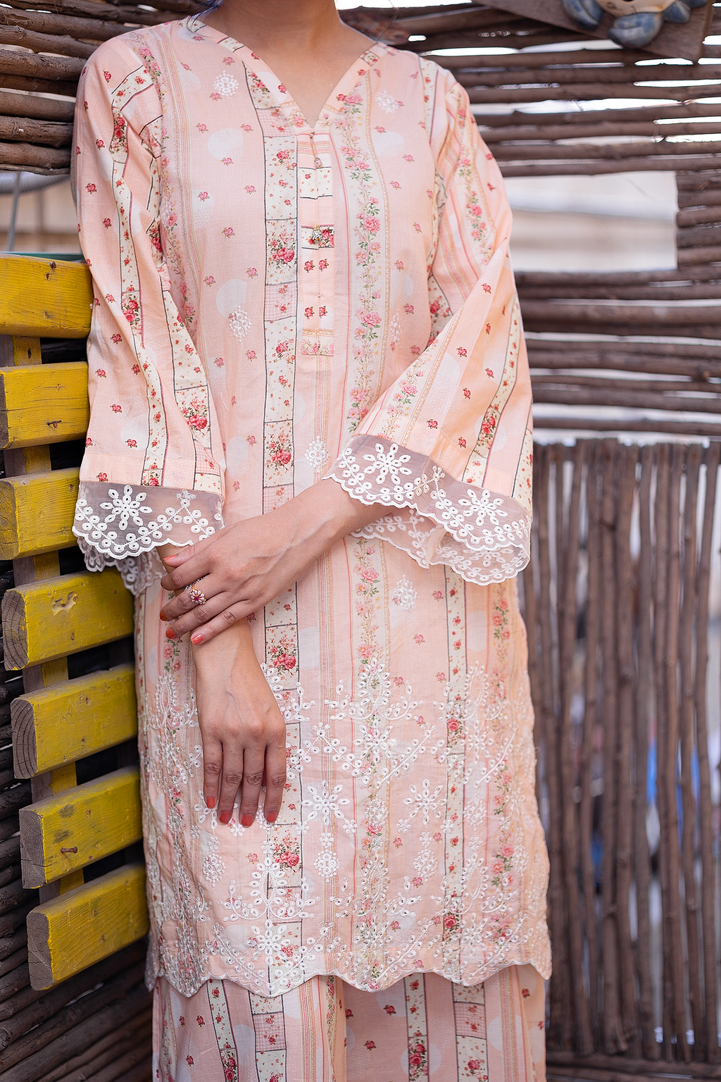 Apricot Bliss 3 Piece Unstitched chikankari
