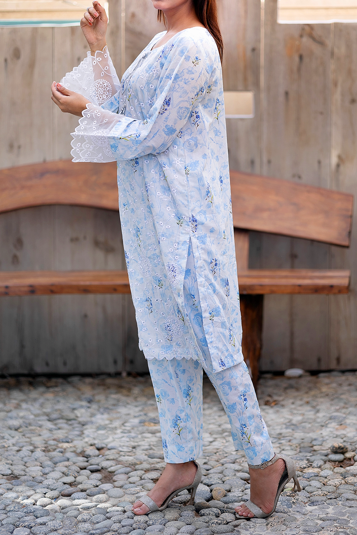 Floral Frost 3 Piece Unstitched Chikankari
