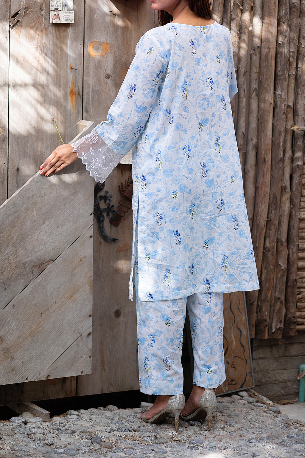 Floral Frost 3 Piece Unstitched Chikankari