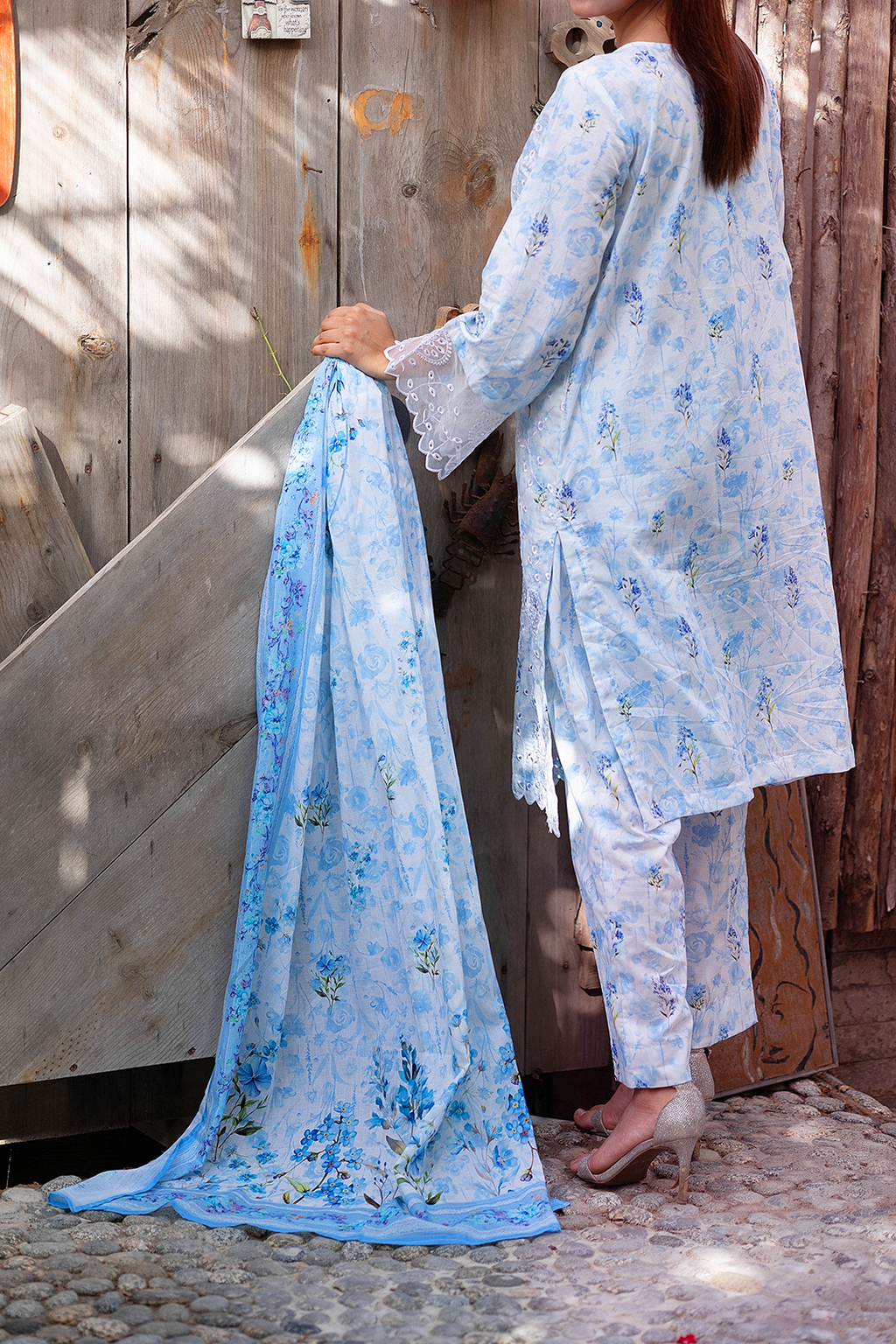 Floral Frost 3 Piece Unstitched Chikankari