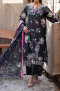 Black Peony 3 Piece Unstitched chikankari