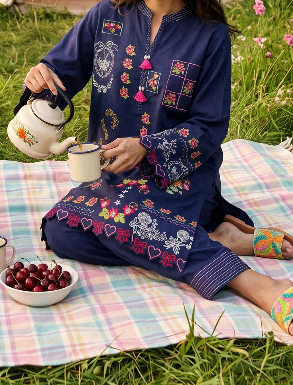 PETAL STITCH - 2 PIECE EMBROIDERED SUIT