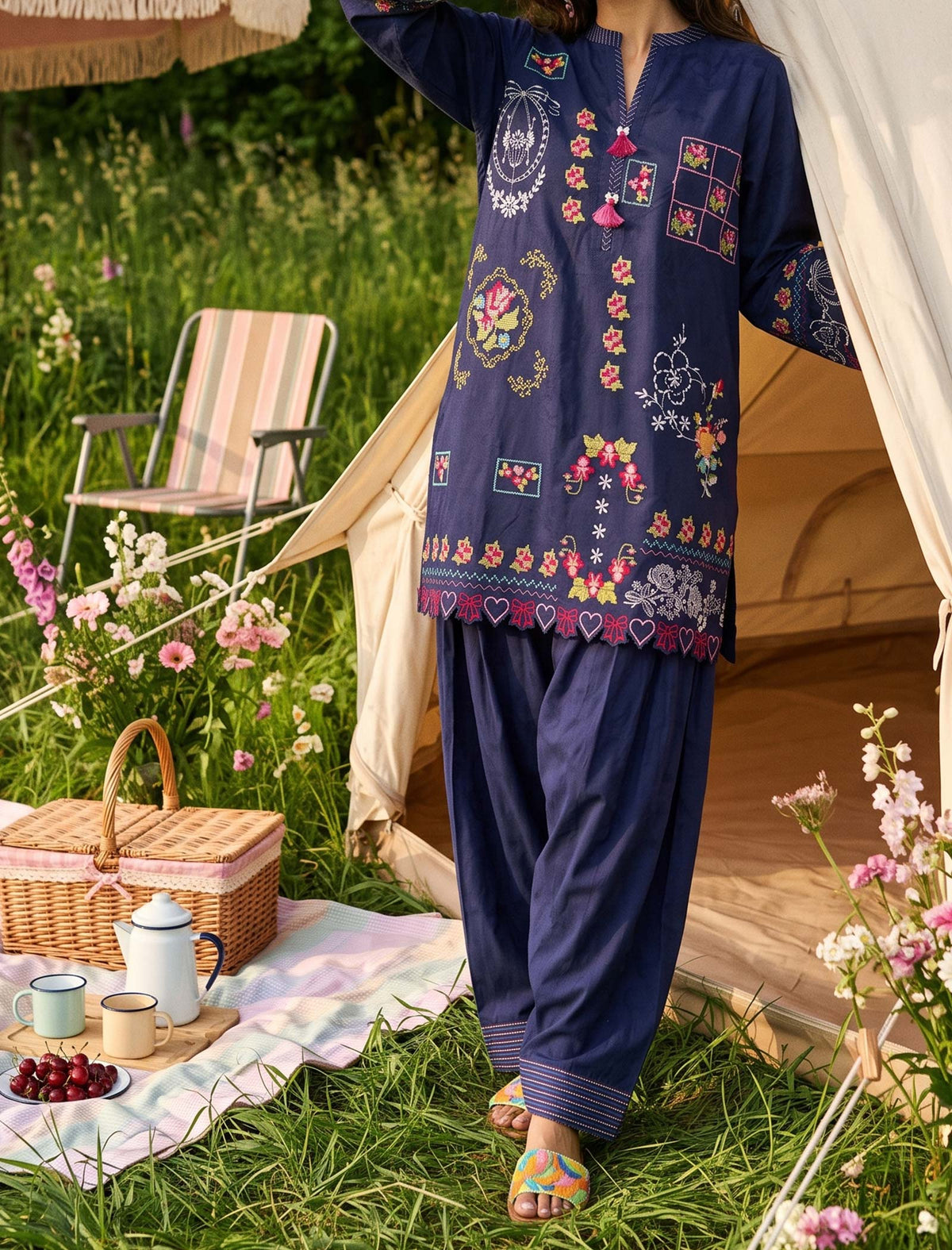 PETAL STITCH - 2 PIECE EMBROIDERED SUIT