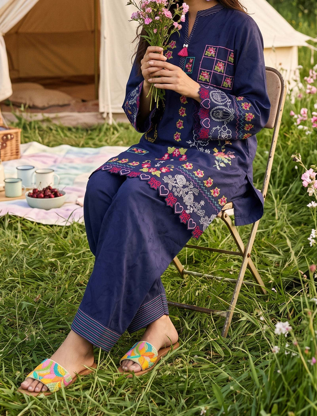 PETAL STITCH - 2 PIECE EMBROIDERED SUIT