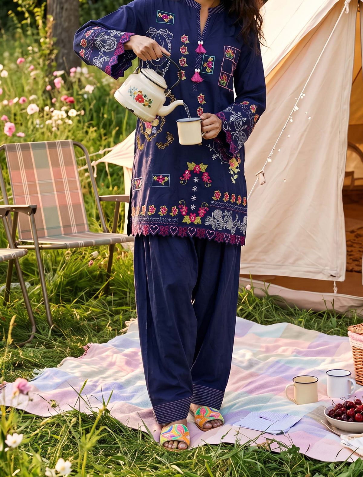 PETAL STITCH - 2 PIECE EMBROIDERED SUIT