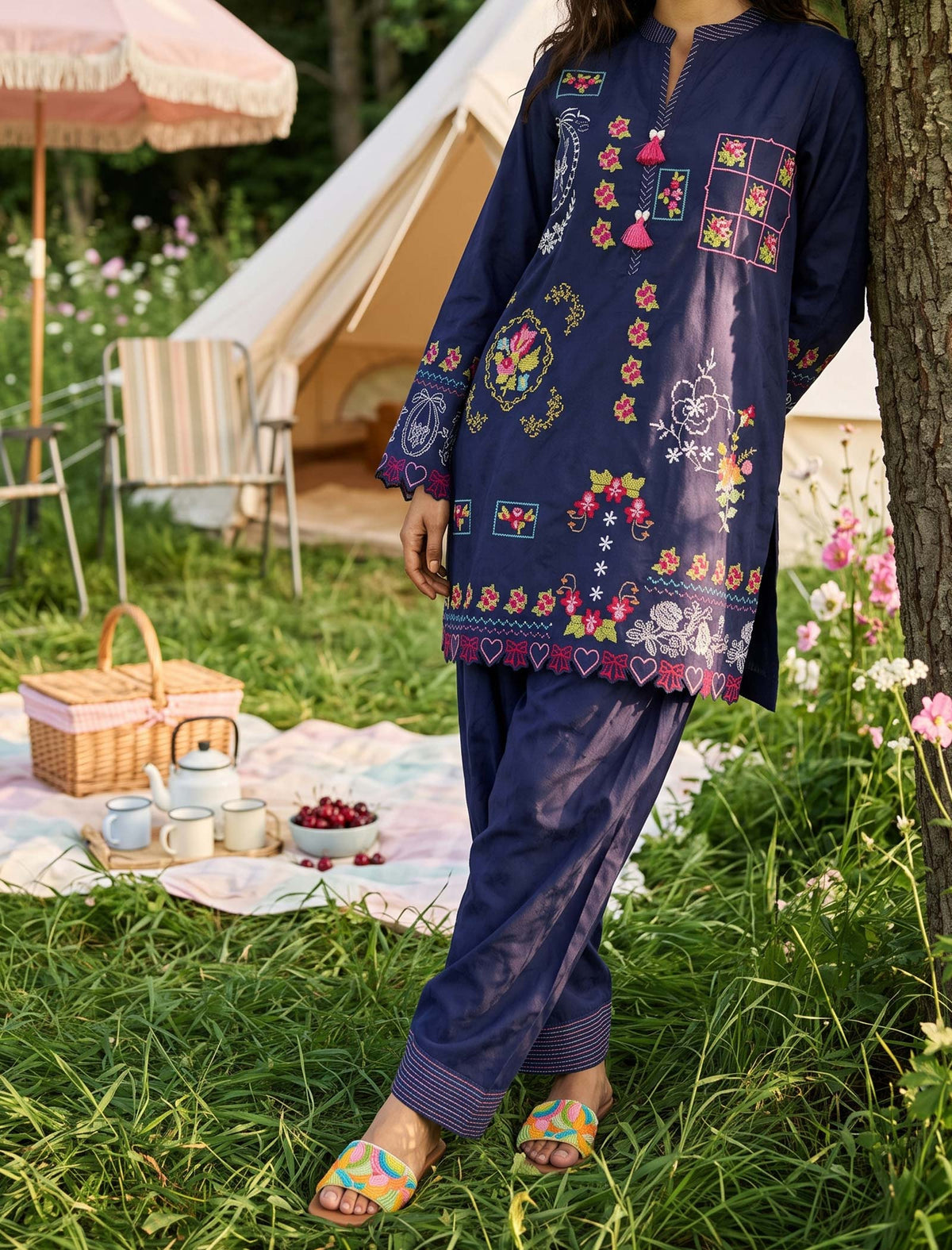 PETAL STITCH - 2 PIECE EMBROIDERED SUIT