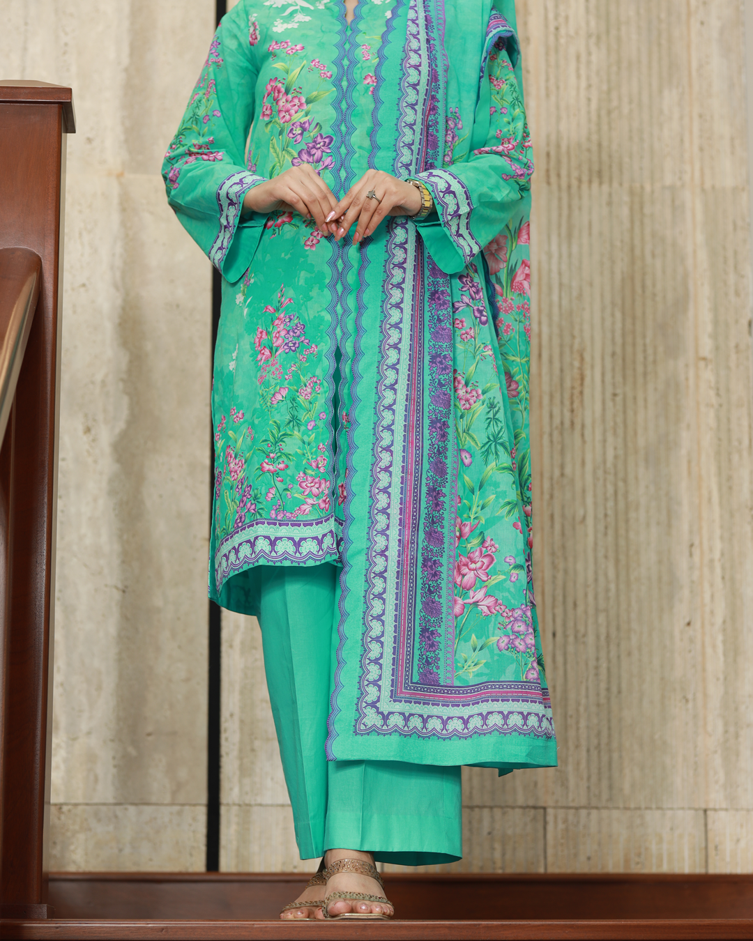Petal And Sunshine Lawn Digital Print Unstitched Suit Set