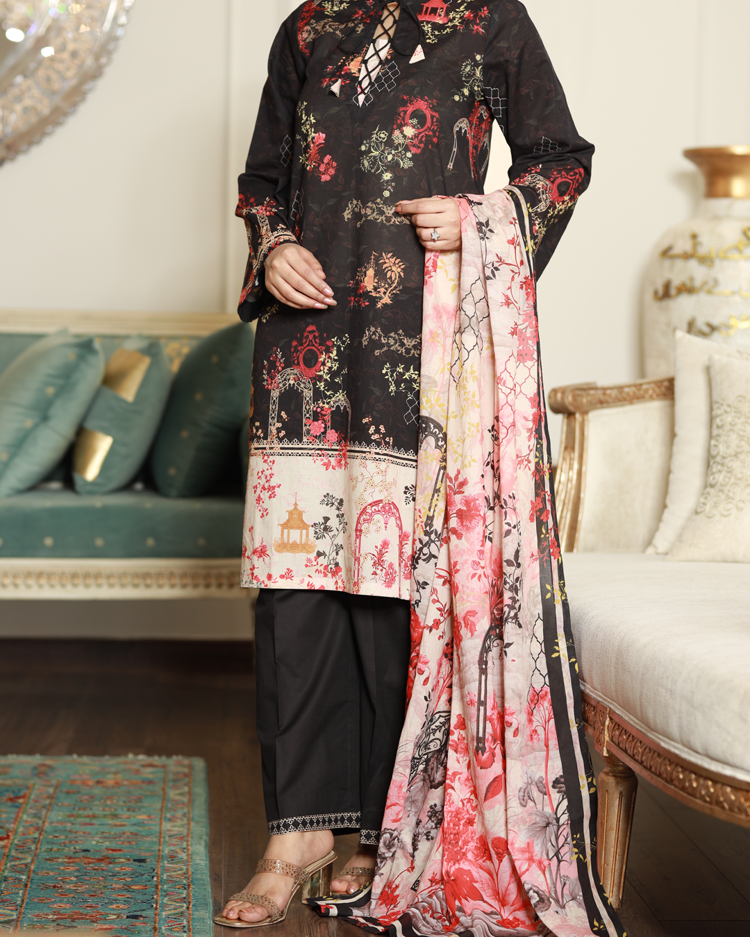 Midnight Elegance Lawn Digital Print Unstitched Suit Set