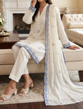 Cobalt Cream 3 Piece Unstitched Embroidered Cotton Lawn