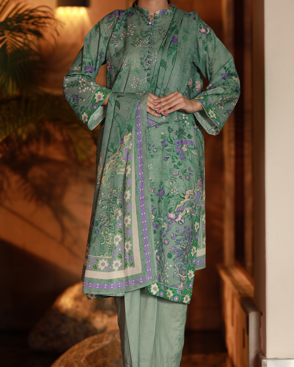 Sage Bloom Lawn Digital Print 3 Piece Unstitched Suit