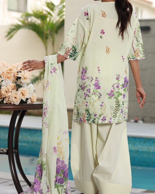 Blooming garden Lawn Digital Print Unstitched Suit Set