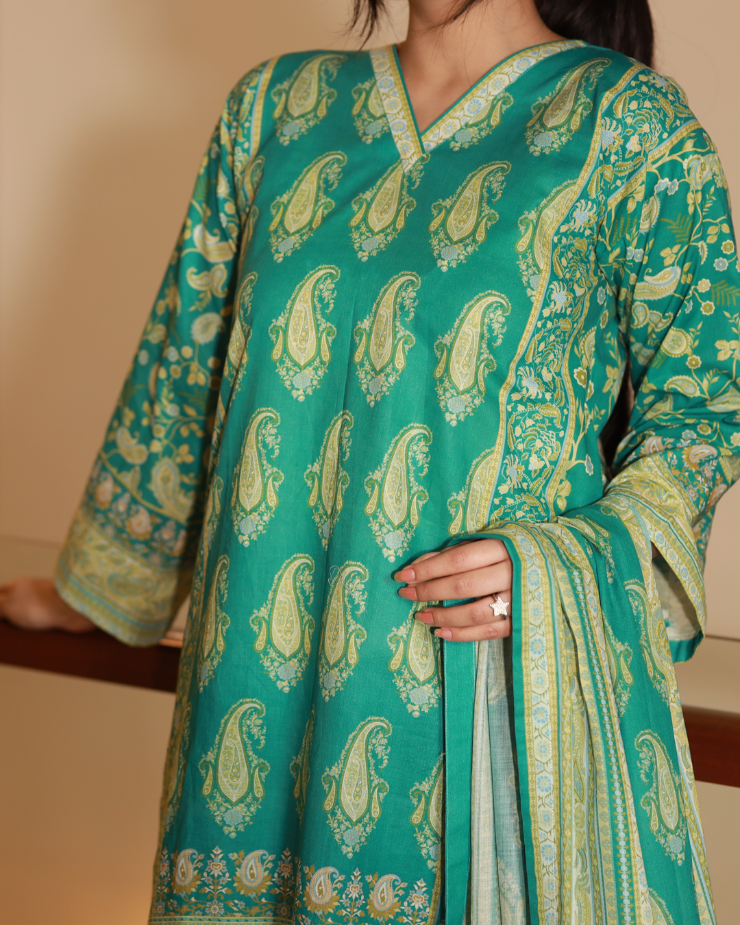 Teal Treasure Lawn Digital Print 3 Piece Unstitched Suit