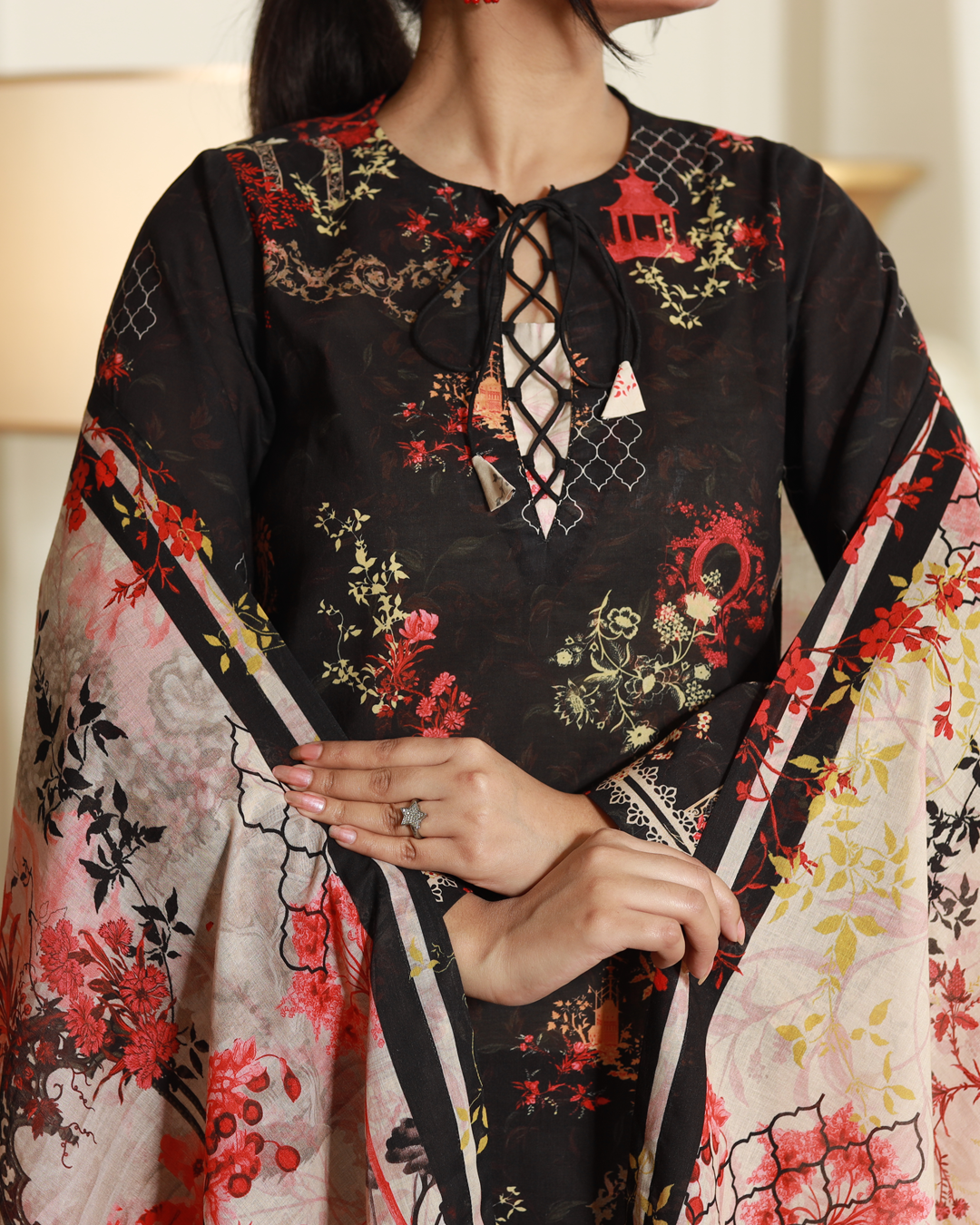 Midnight Elegance Lawn Digital Print Unstitched Suit Set