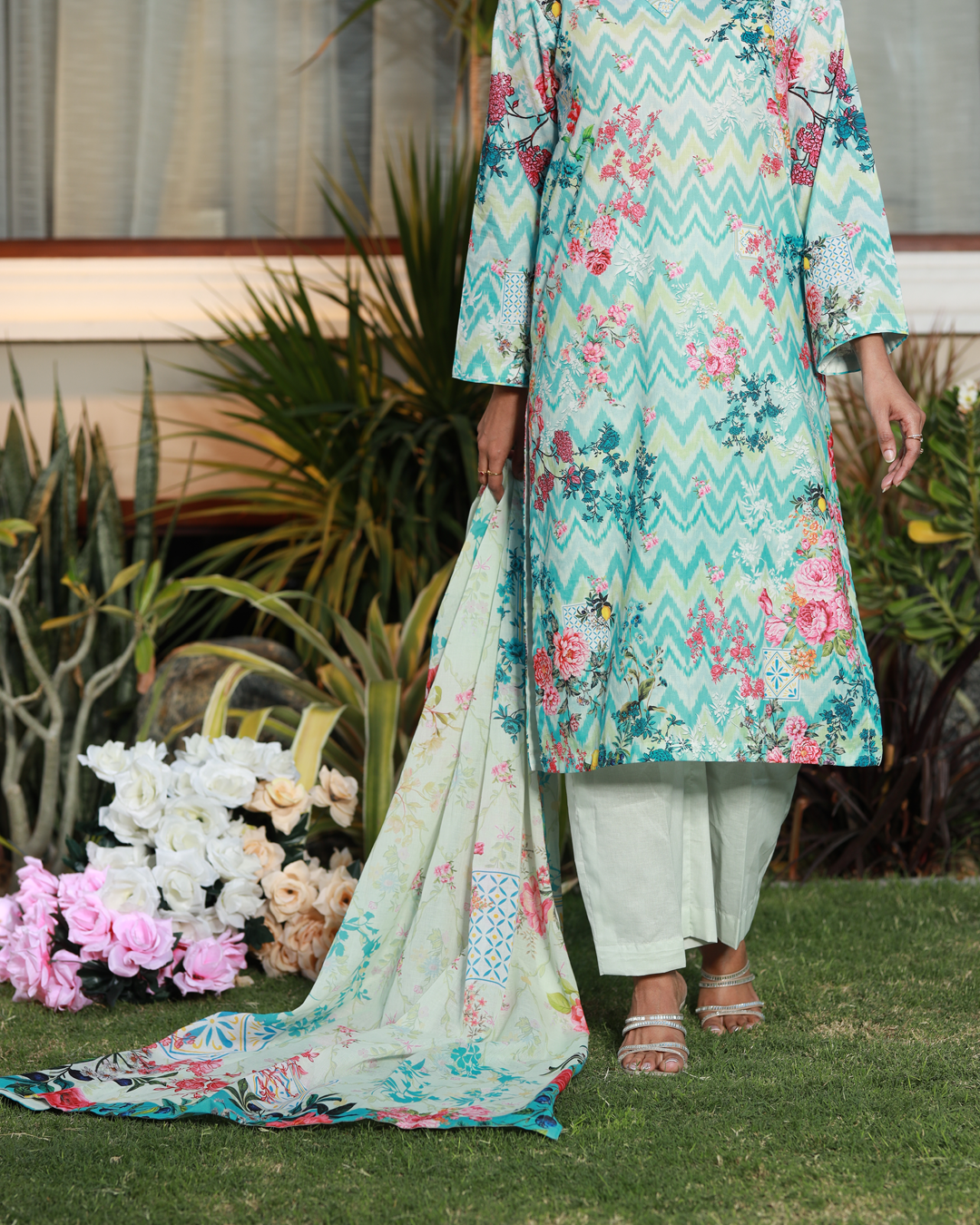 Aqua Breeze Lawn Digital Print 3 Piece Unstitched Suit