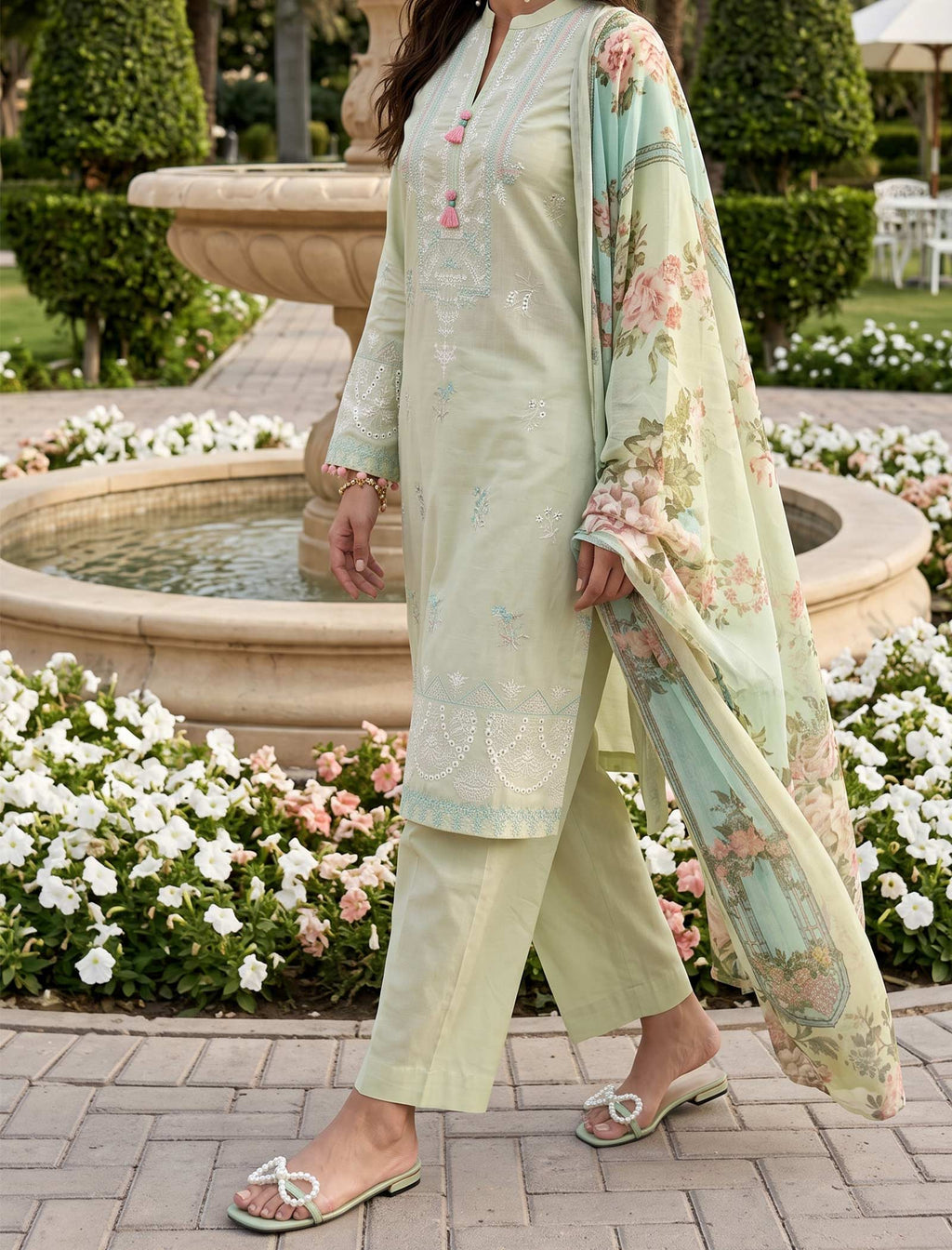 Petal Thread 3 Piece Unstitched Embroidered Cotton Lawn