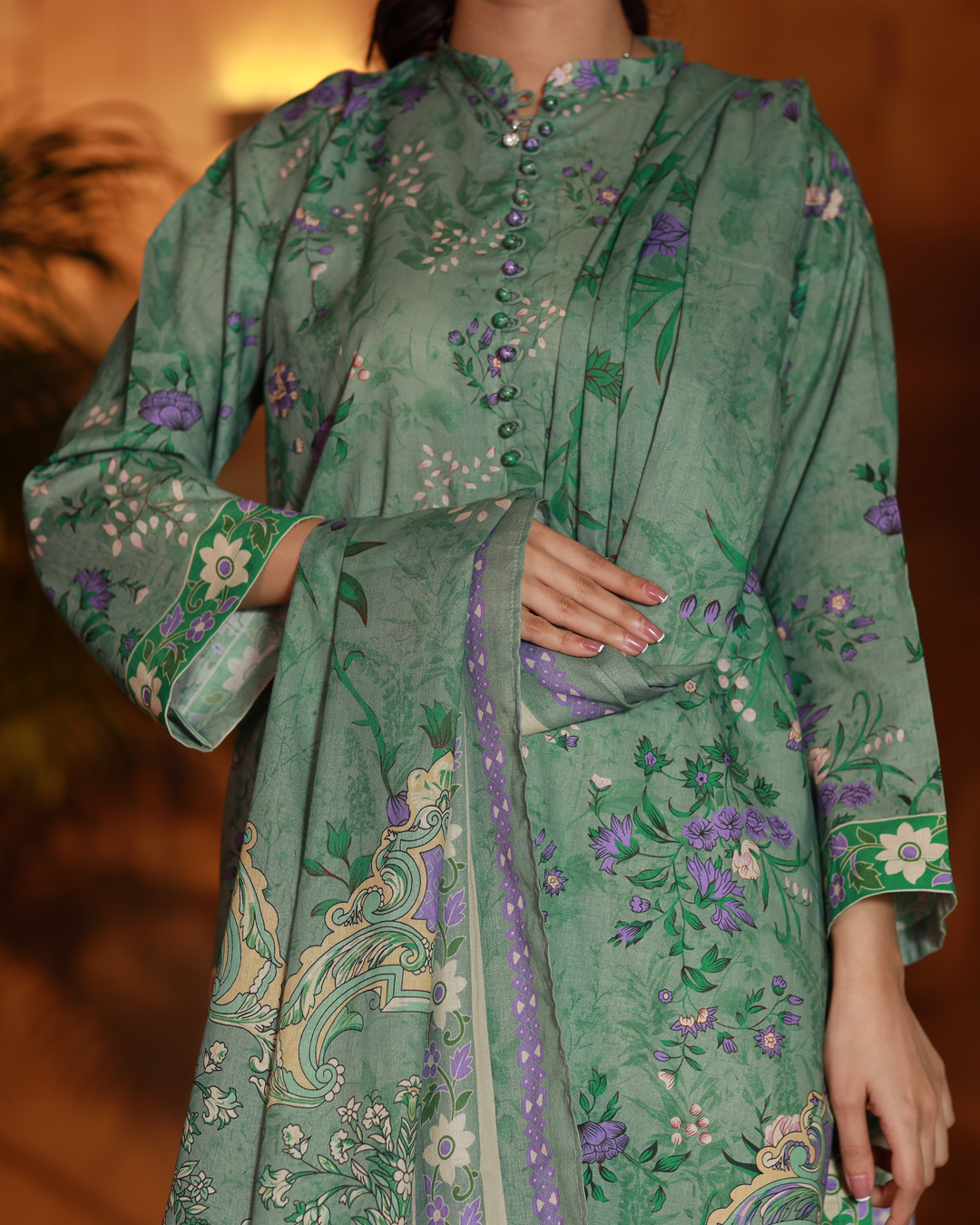 Sage Bloom Lawn Digital Print 3 Piece Unstitched Suit