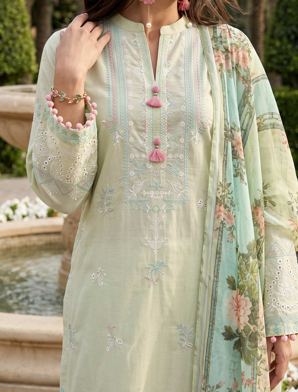 Petal Thread 3 Piece Unstitched Embroidered Cotton Lawn