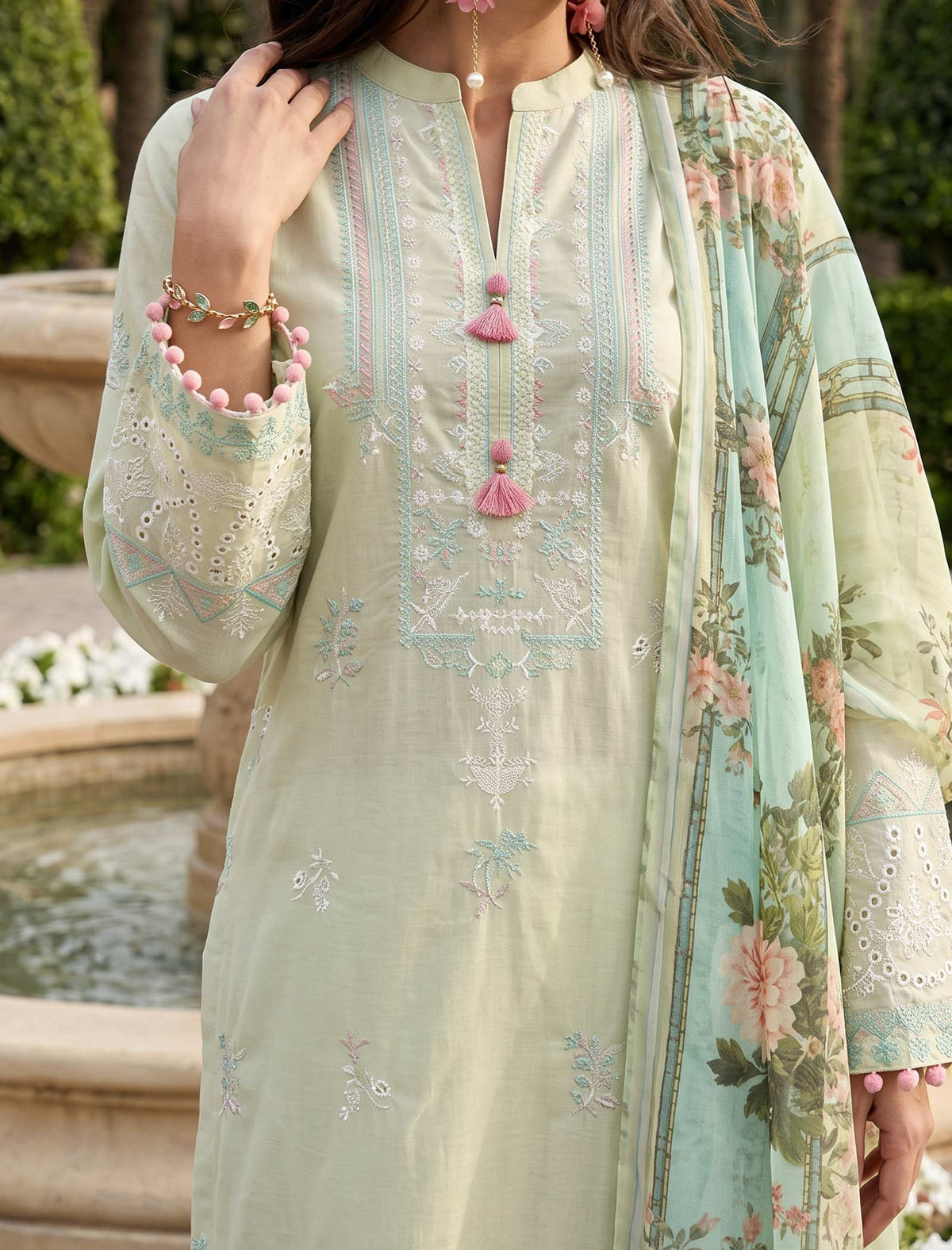 Petal Thread 3 Piece Unstitched Embroidered Cotton Lawn