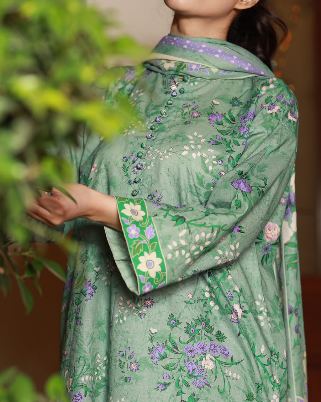 Sage Bloom Lawn Digital Print 3 Piece Unstitched Suit