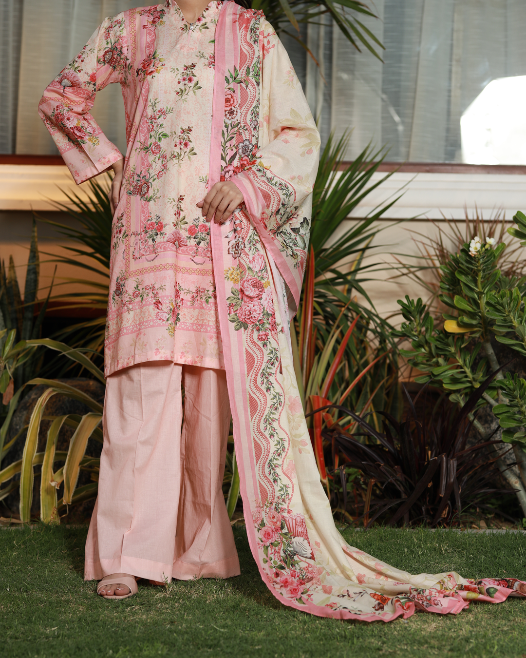 Peachy Mist Lawn Digital Print 3 Piece Unstitched Suit