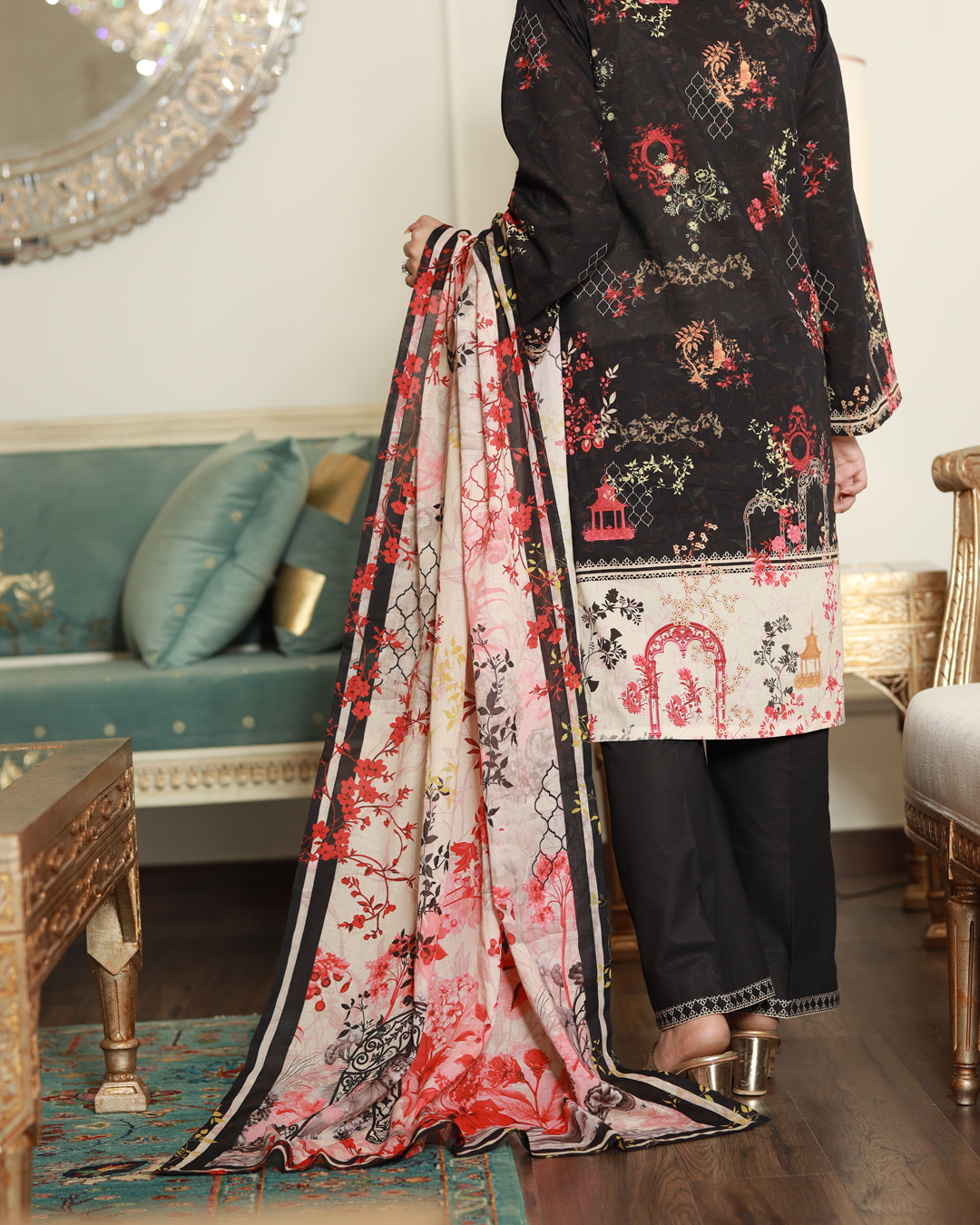 Midnight Elegance Lawn Digital Print Unstitched Suit Set