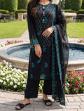 Peacock Noir 3 Piece Unstitched Embroidered Cotton Lawn