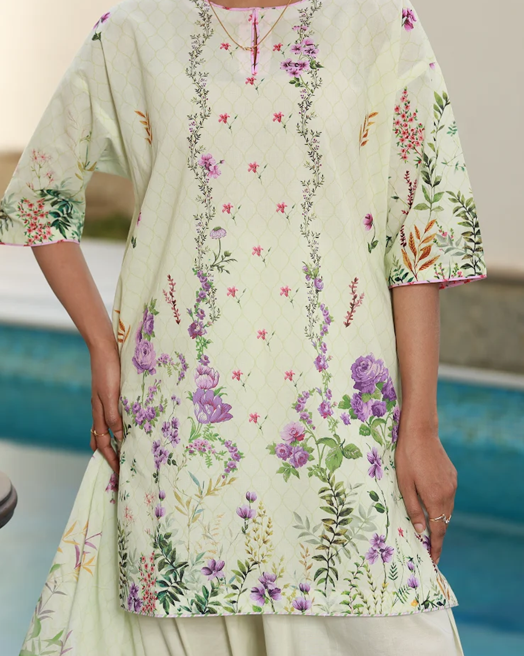Blooming garden Lawn Digital Print Unstitched Suit Set