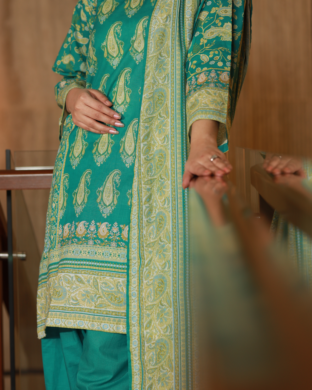 Teal Treasure Lawn Digital Print 3 Piece Unstitched Suit