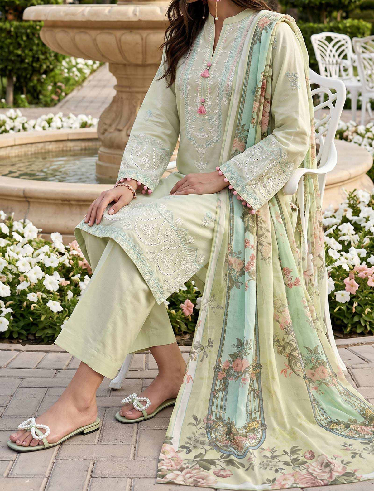 Petal Thread 3 Piece Unstitched Embroidered Cotton Lawn