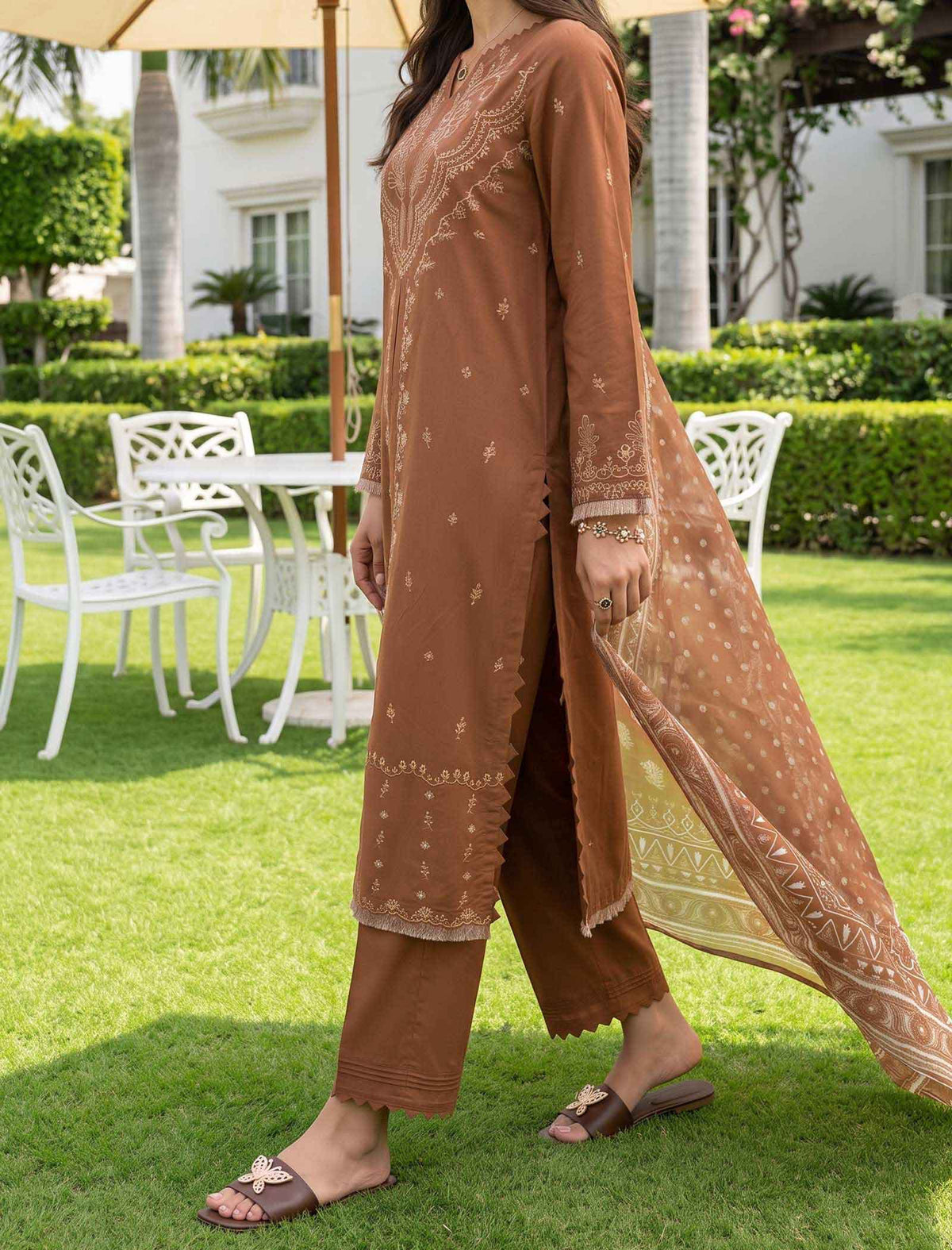 Desert Rose 3 Piece Unstitched Embroidered Cotton Lawn