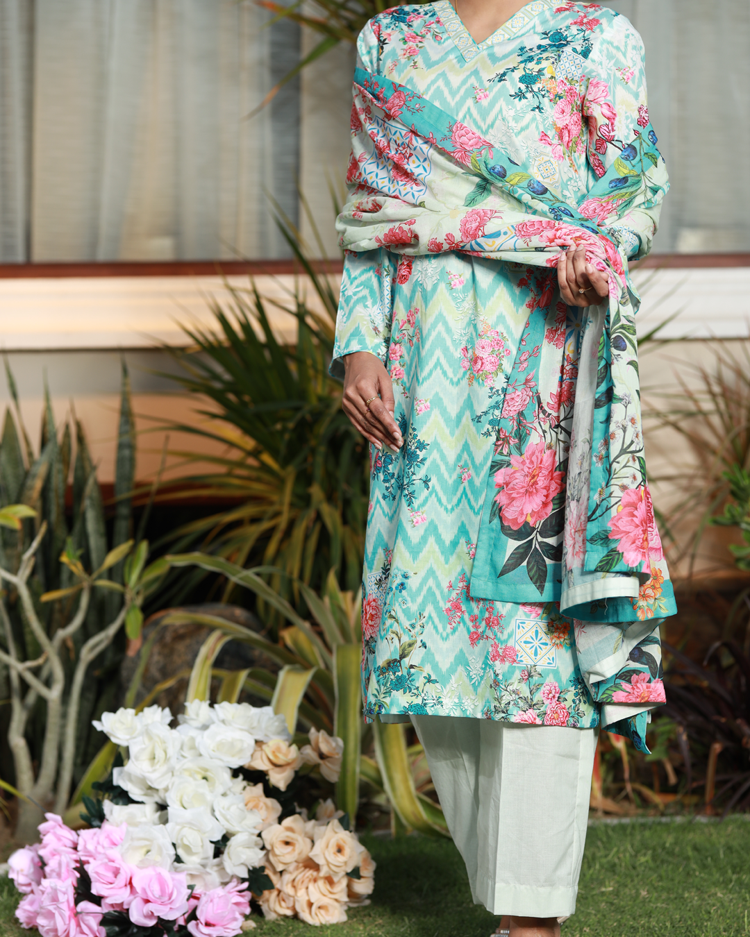 Aqua Breeze Lawn Digital Print 3 Piece Unstitched Suit