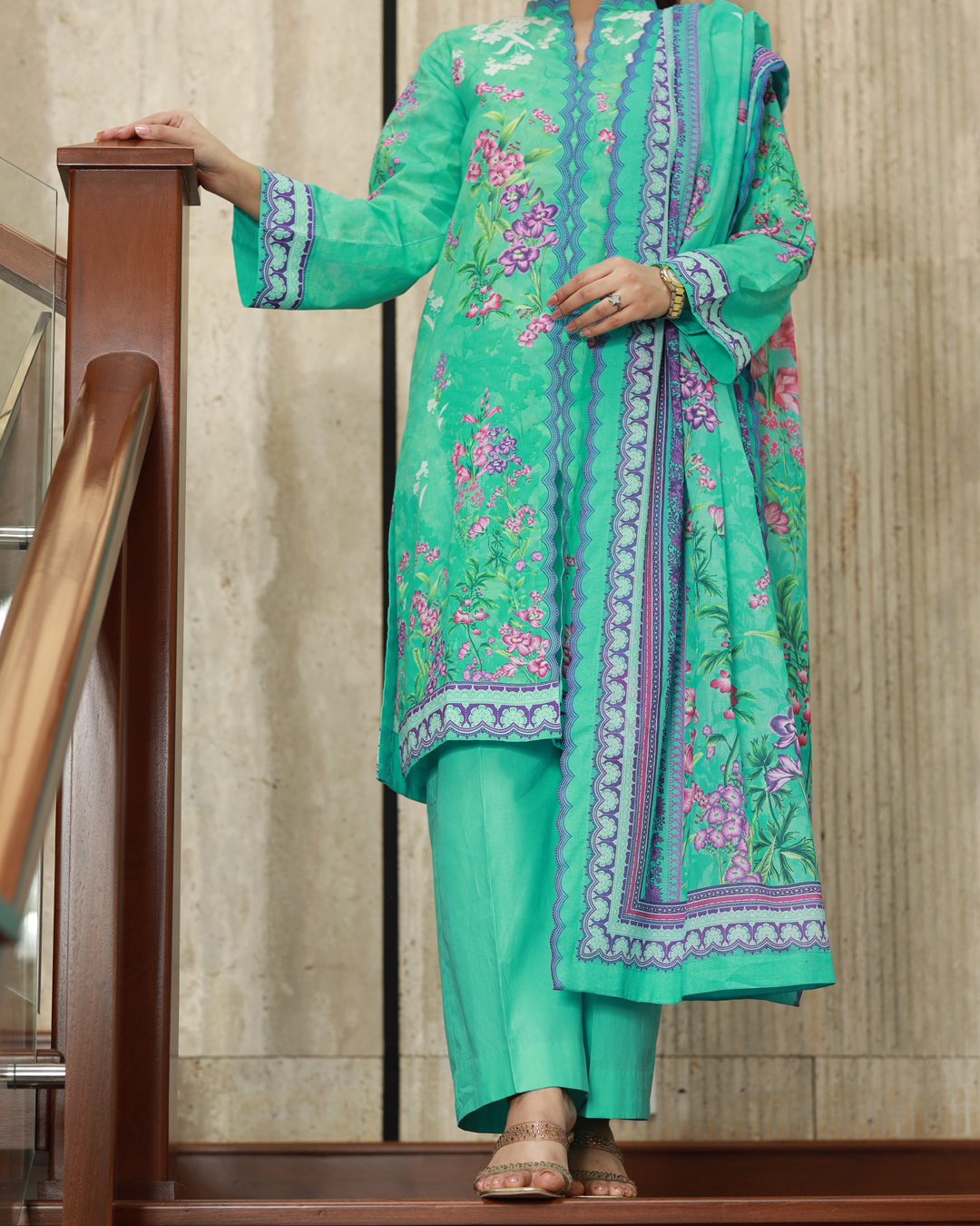 Petal And Sunshine Lawn Digital Print Unstitched Suit Set