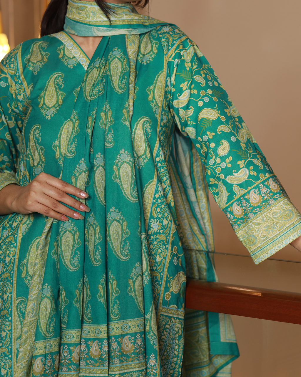 Teal Treasure Lawn Digital Print 3 Piece Unstitched Suit