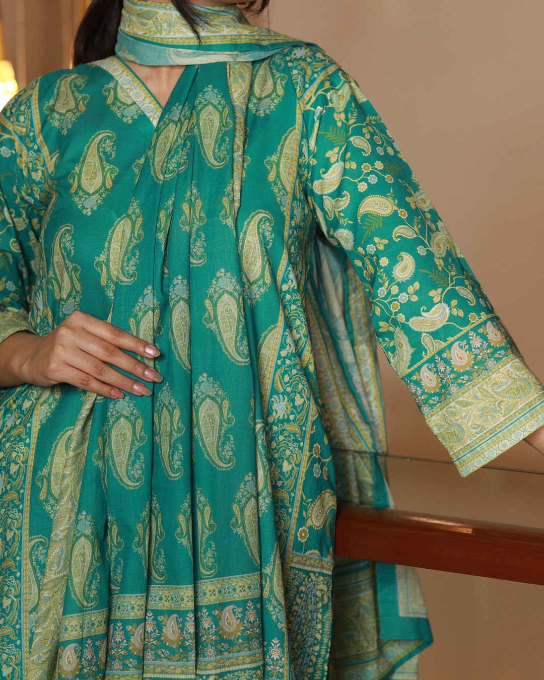 Teal Treasure Lawn Digital Print 3 Piece Unstitched Suit