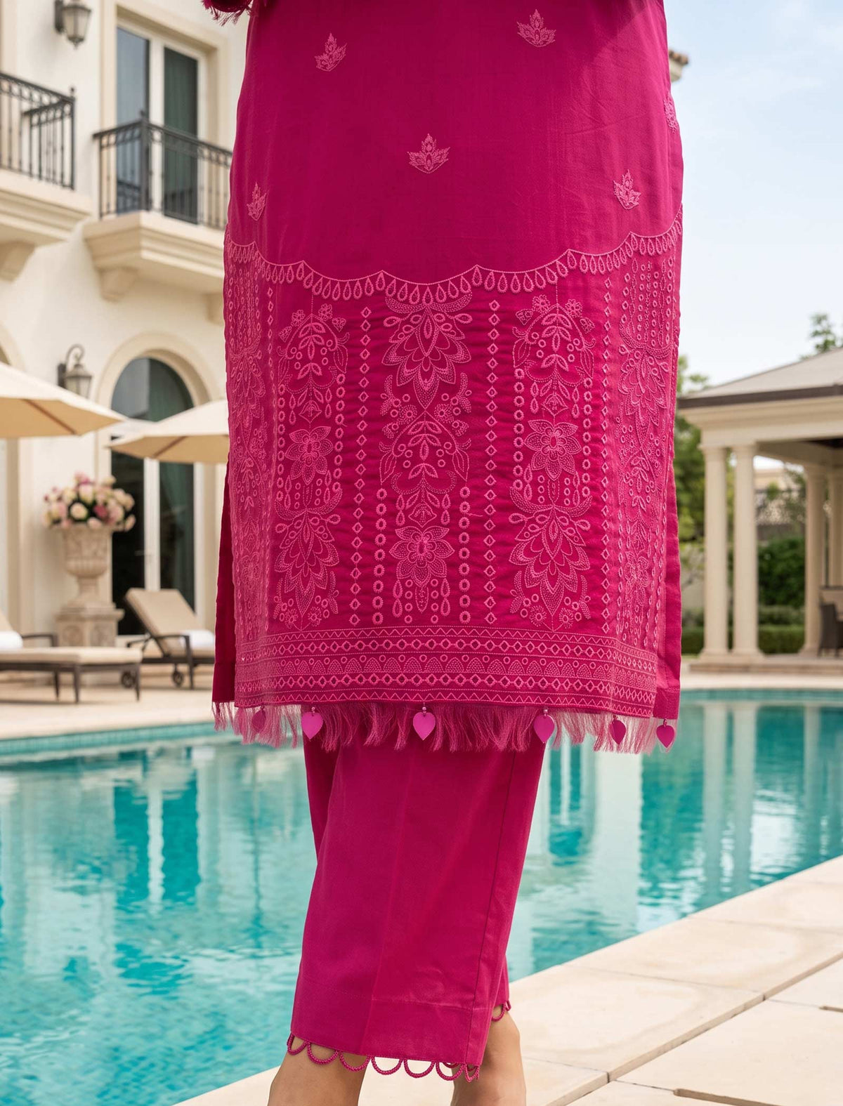 Raspberry Charm 3 Piece Unstitched Embroidered Cotton Lawn