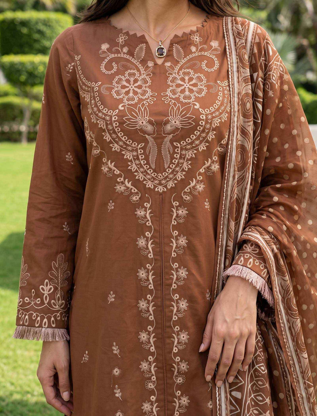 Desert Rose 3 Piece Unstitched Embroidered Cotton Lawn