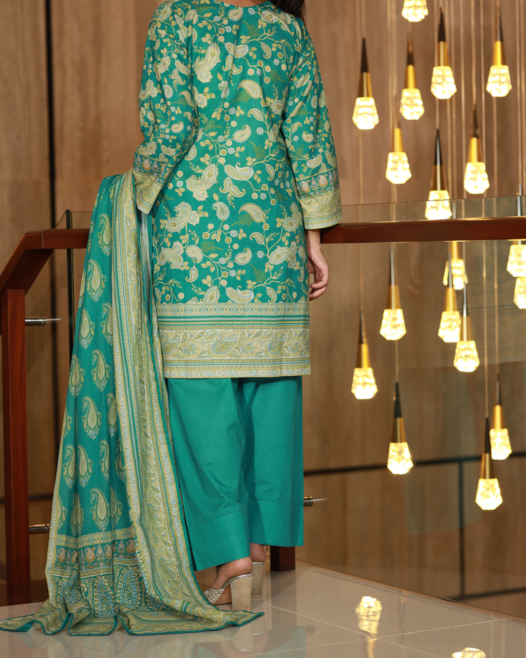 Teal Treasure Lawn Digital Print 3 Piece Unstitched Suit