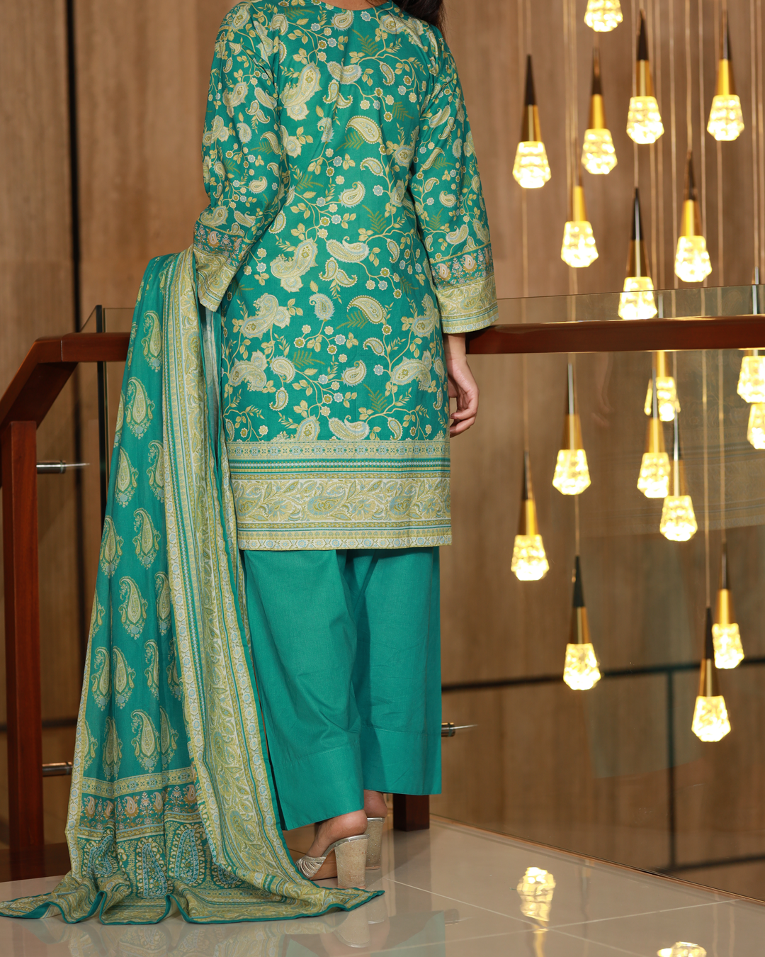 Teal Treasure Lawn Digital Print 3 Piece Unstitched Suit