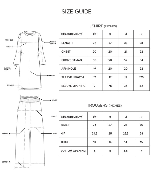 Product size chart