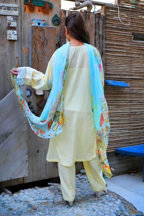 Citrine Mint 3 Piece Unstitched Embroidered Cotton Lawn