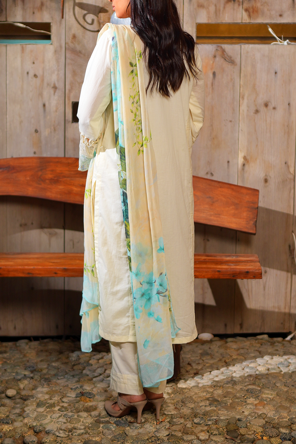 Cream Blossom 3 Piece Unstitched Embroidered Cotton Lawn