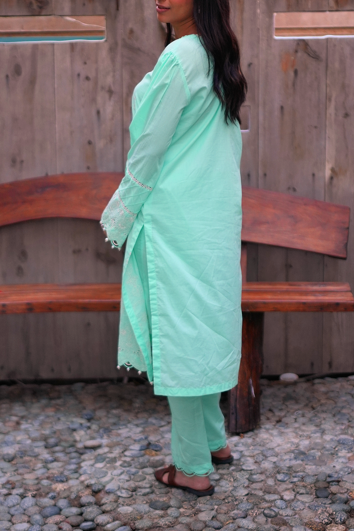 Willow Green 3 Piece Unstitched Embroidered Cotton Lawn