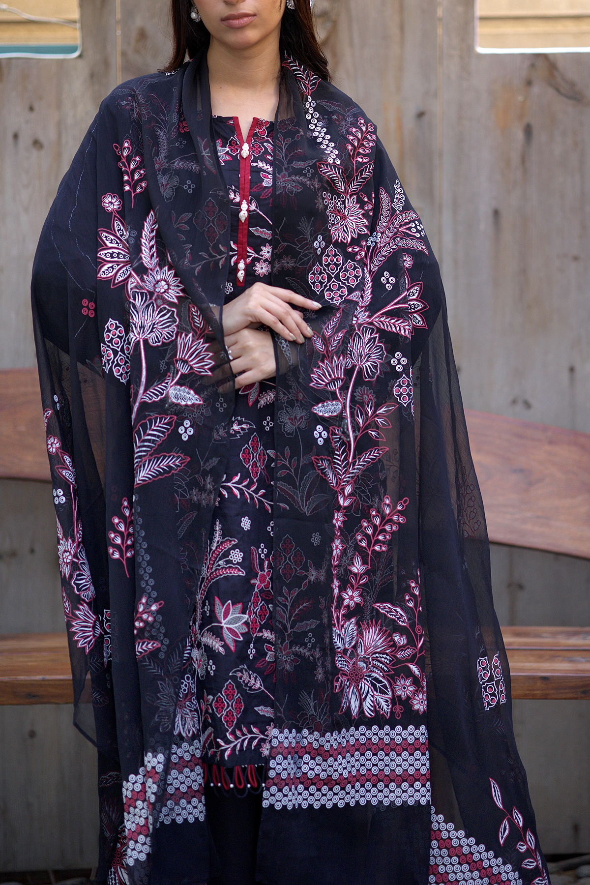 Embroidered Unstitched Lawn Cotton Suits - 3 Piece Suit Collection | Onyx Petal by Chamelistudio