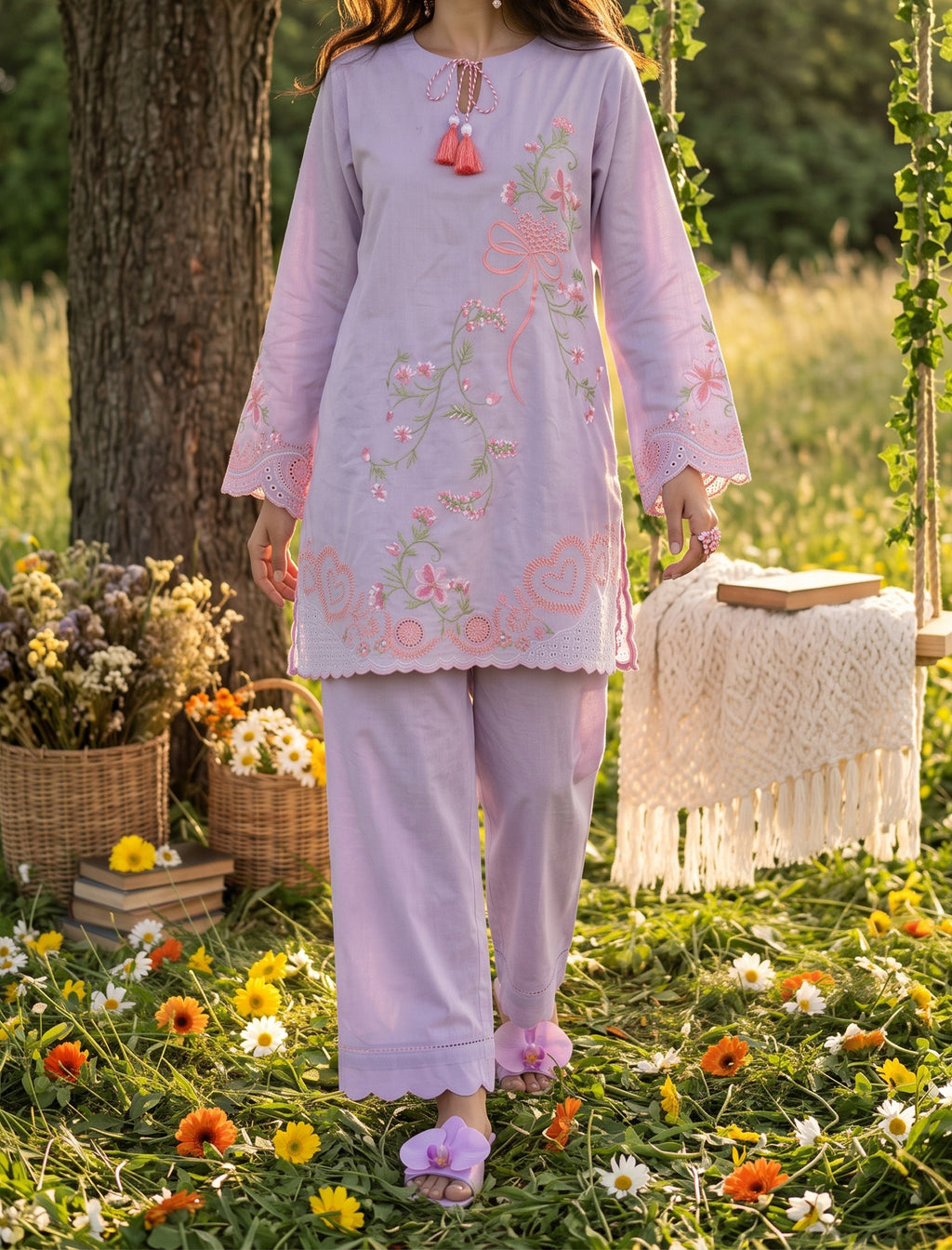 ROSY VINE - 2 PIECE EMBROIDERED SUIT