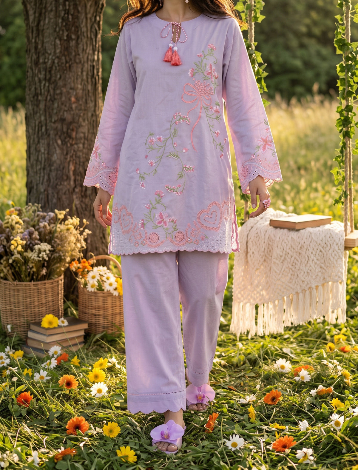 ROSY VINE - 2 PIECE EMBROIDERED SUIT