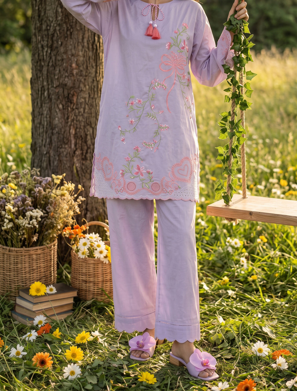 ROSY VINE - 2 PIECE EMBROIDERED SUIT
